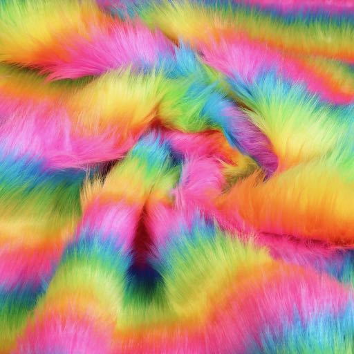 Tissu fausse fourrure arc-en-ciel