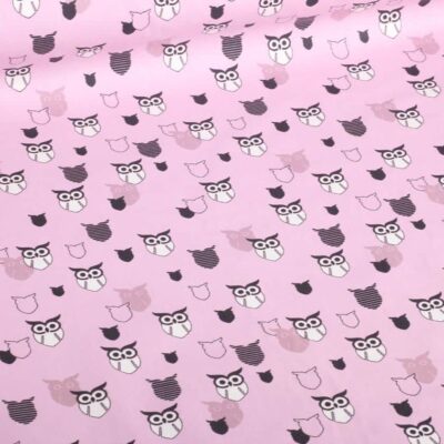 Tissu popeline chouette rose