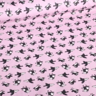 Tissu popeline corbeau rose
