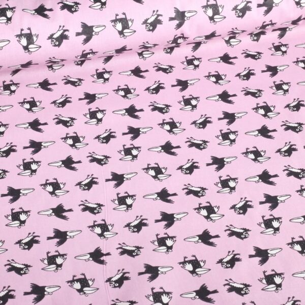 Tissu popeline corbeau rose