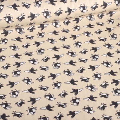 Tissu popeline corbeau beige
