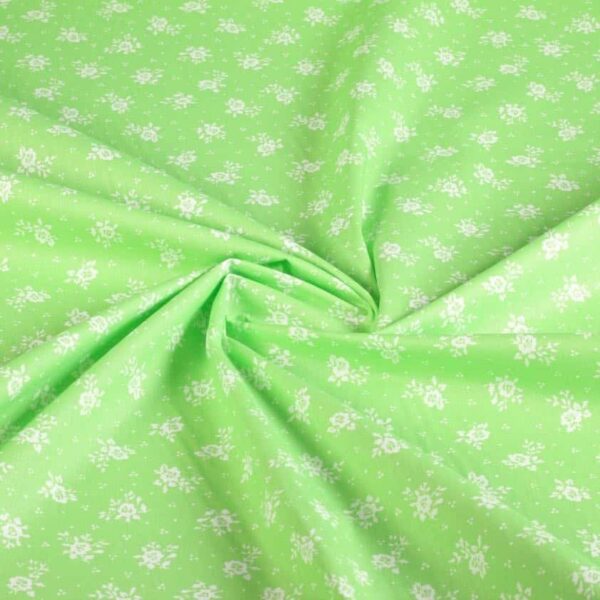 Tissu popeline mille fleur vert