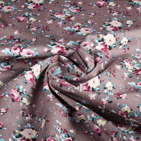 Tissu popeline petites fleurs gris