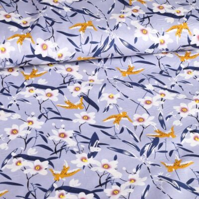 Tissu popeline hirondelle bleu clair