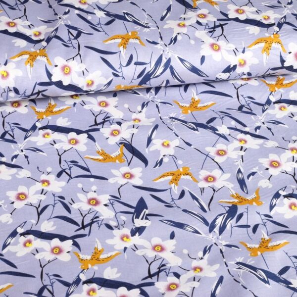 Tissu popeline hirondelle bleu clair
