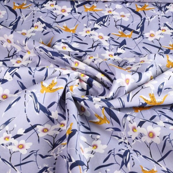 Tissu popeline hirondelle bleu clair
