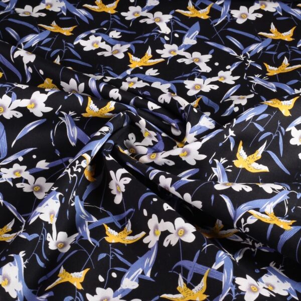 Tissu popeline hirondelle noir