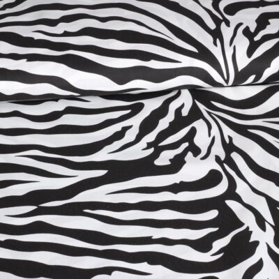 Tissu popeline zèbre noir blanc