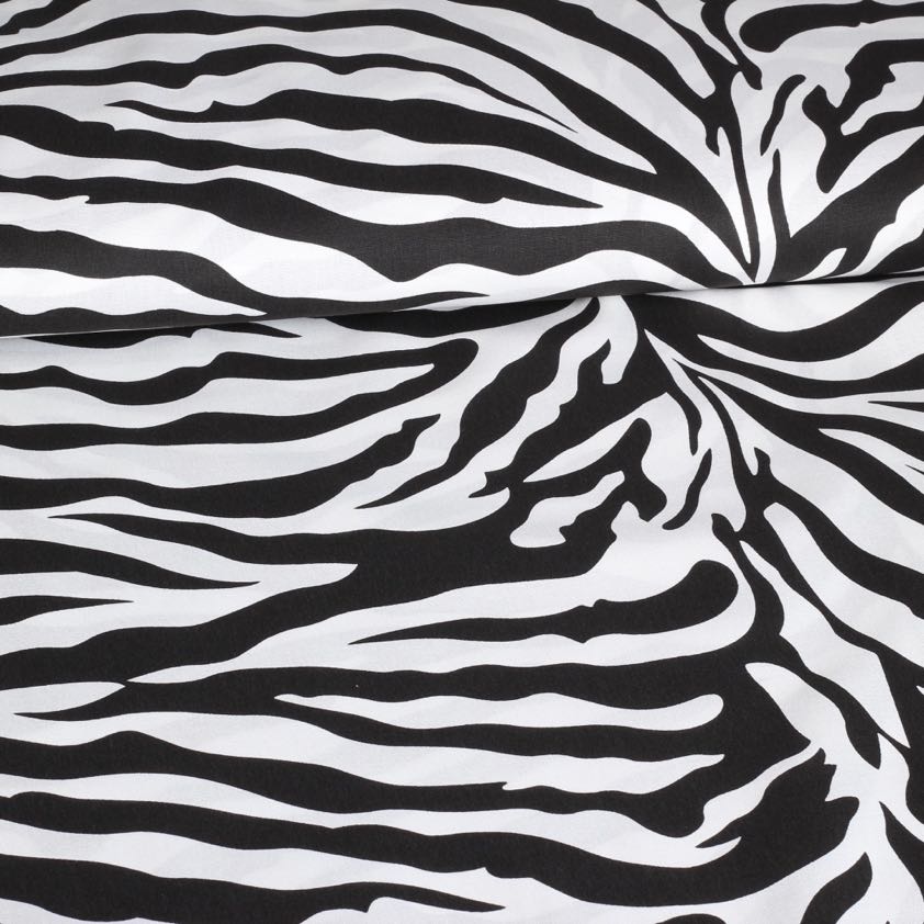 Tissu popeline zèbre noir blanc