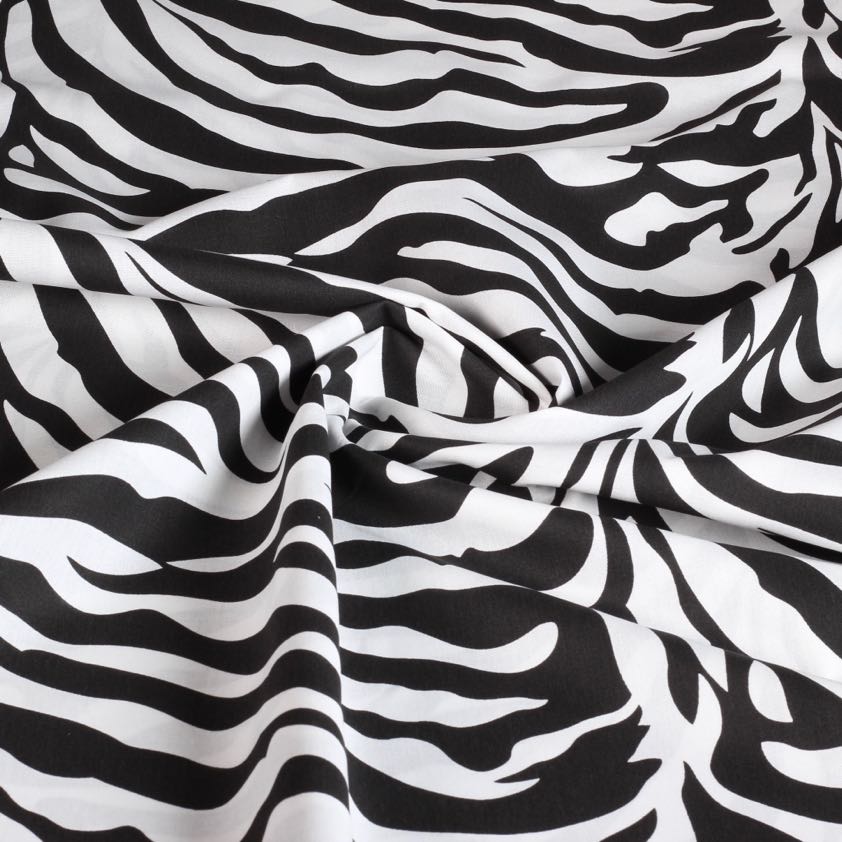Tissu popeline zèbre noir blanc