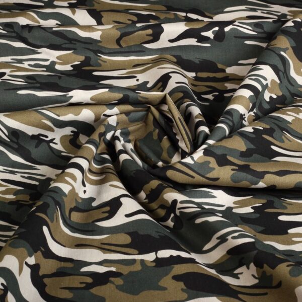 Tissu poplin camouflage vert