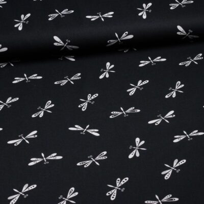Tissu popeline Libelle noir-blanc