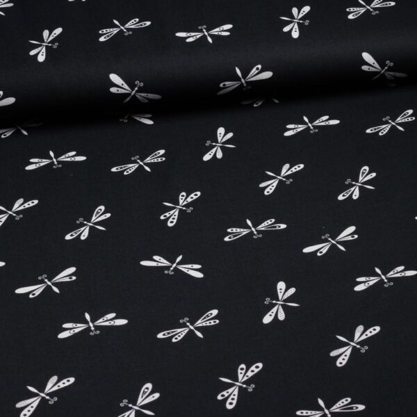 Tissu popeline Libelle noir-blanc