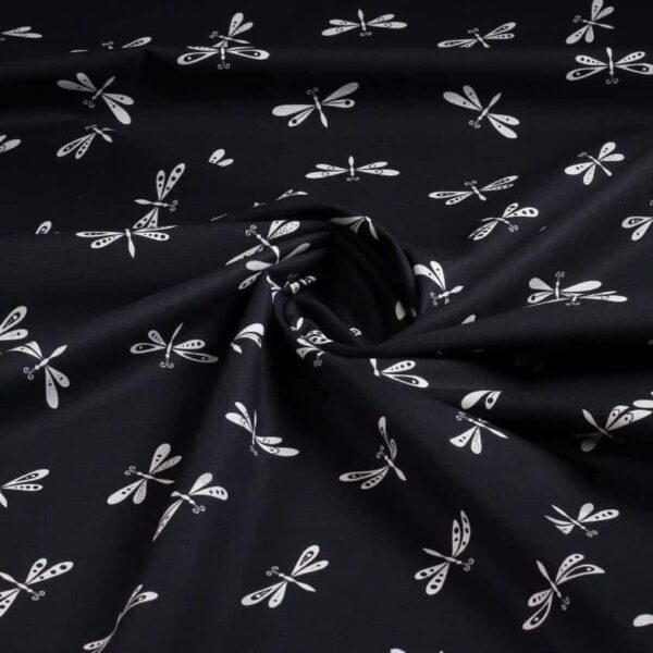 Tissu popeline Libelle noir-blanc