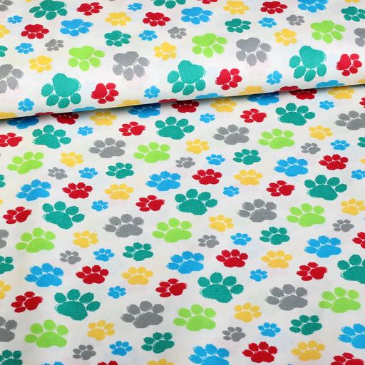 Tissu pattes de chien blanc
