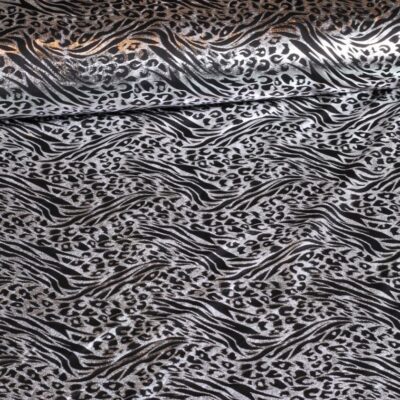 Tissu Jersey Fantasie Tigre foil argent