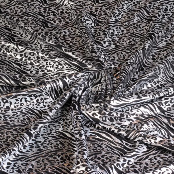 Tissu Jersey Fantasie Tigre foil argent