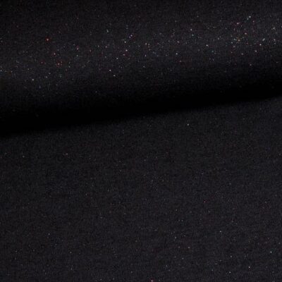 Tissu jersey stretch noir paillettes multicolores