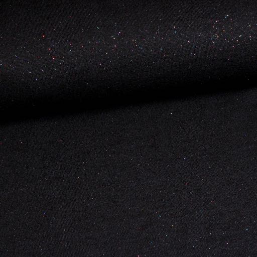 Tissu jersey stretch noir paillettes multicolores