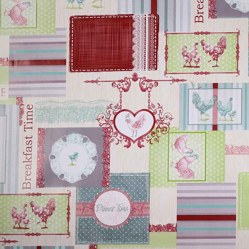 Nappe motif poule coq poussin vert