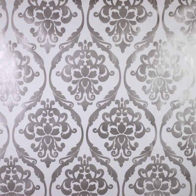 Tissu toile cirée deluxe baroque argent