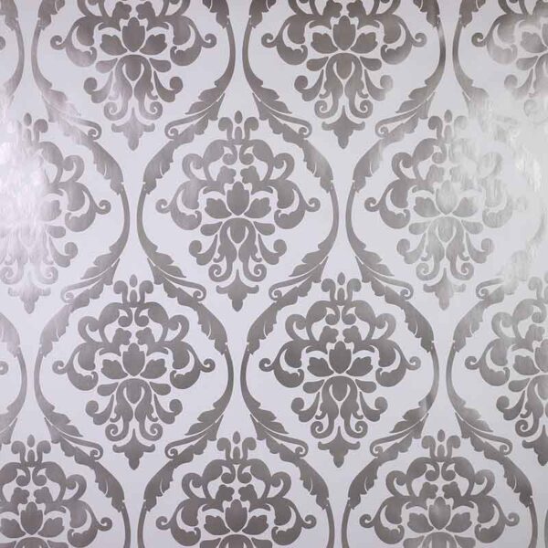 Tissu toile cirée deluxe baroque argent