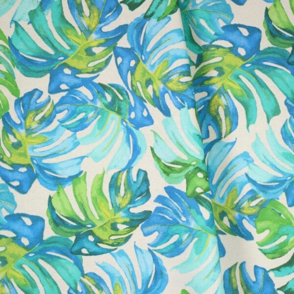 Tissu de table lin aspect fleur bleu