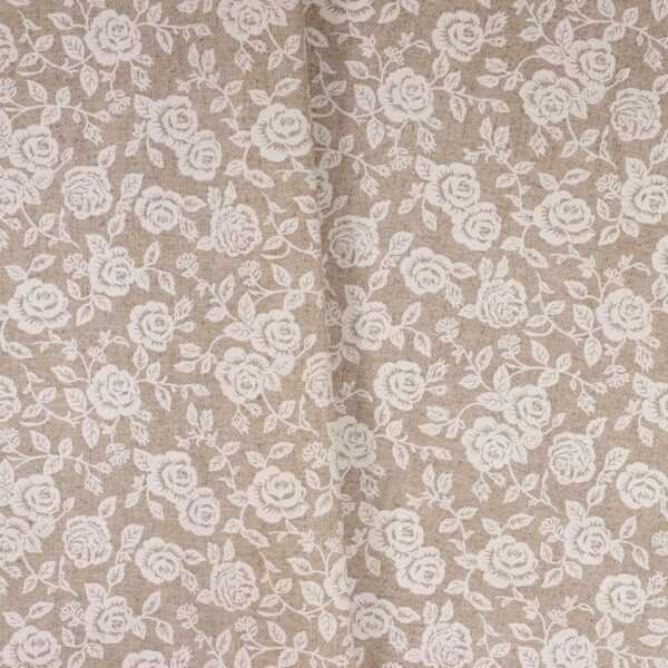 Toile cirée lin rose beige