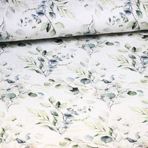 Coton Hydrophile Bébé Imprimé Digital Feuilles Vertes