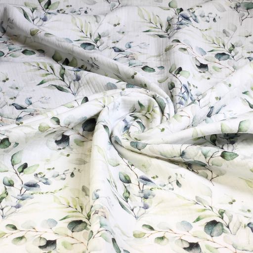 Coton Hydrophile Bébé Imprimé Digital Feuilles Vertes