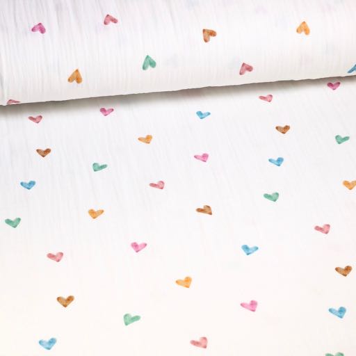 Coton Hydrophile Bébé Imprimé Multicolore Cœurs