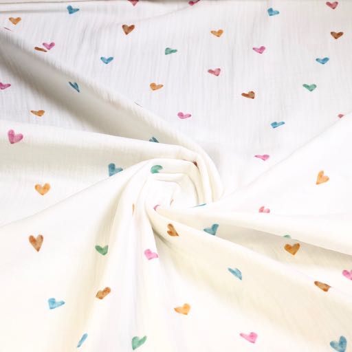 Coton Hydrophile Bébé Imprimé Multicolore Cœurs