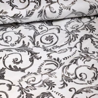 Jacquard Baroque blanc/argent