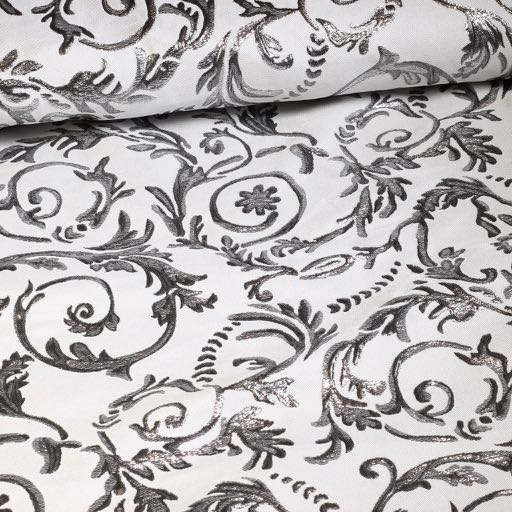 Jacquard Baroque blanc/argent