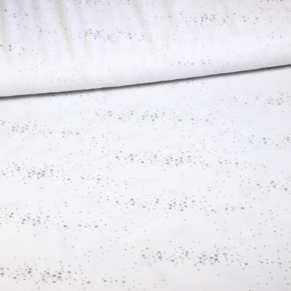 Tissu mesh pailleté à pois Blanc