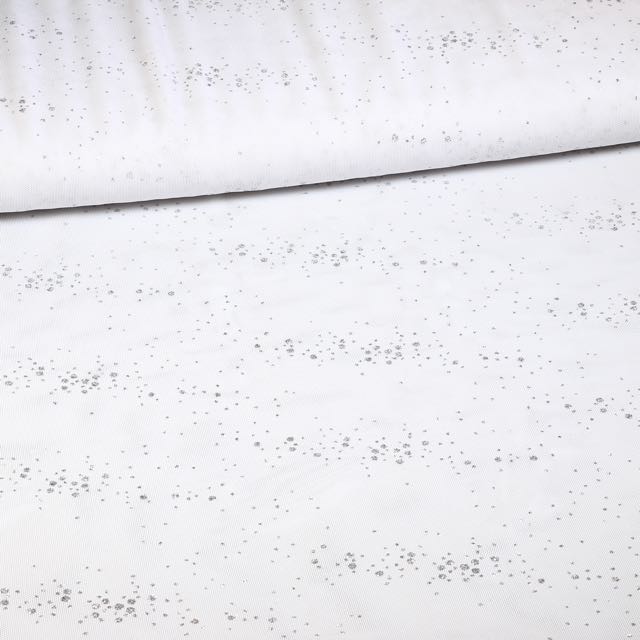 Tissu mesh pailleté à pois Blanc