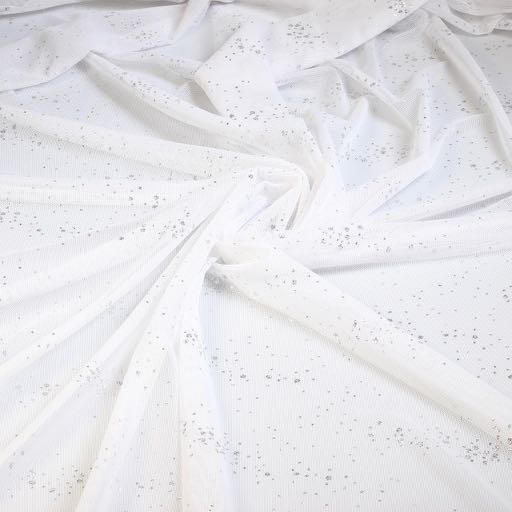 Tissu mesh pailleté à pois Blanc