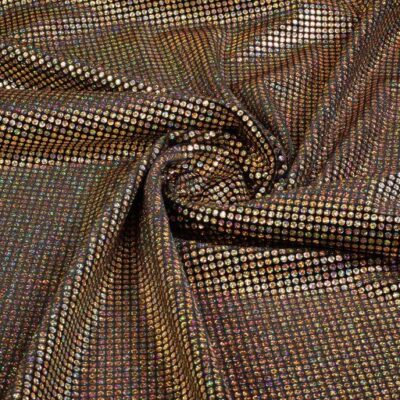 Velvet stretch hologramme paillettes or