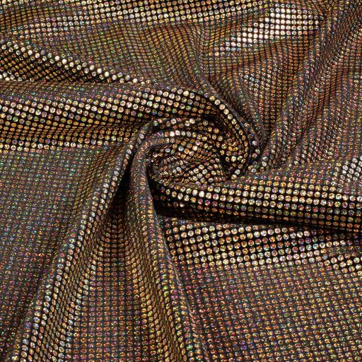 Velvet stretch hologramme paillettes or