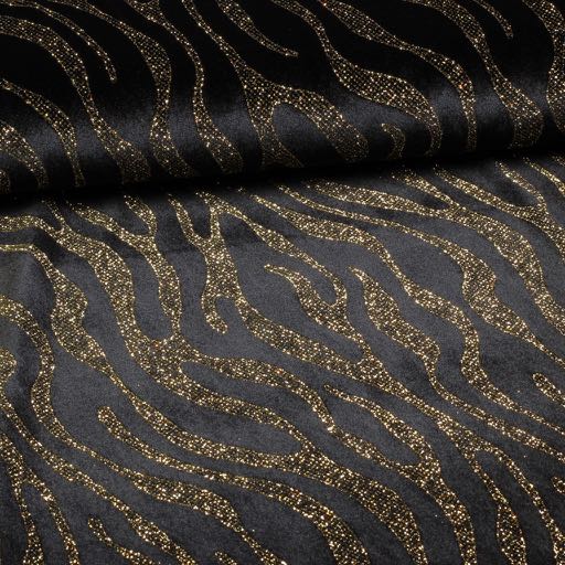Velvet stretch à rayures paillettes dorées