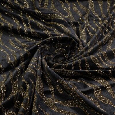 Velvet stretch à rayures paillettes dorées