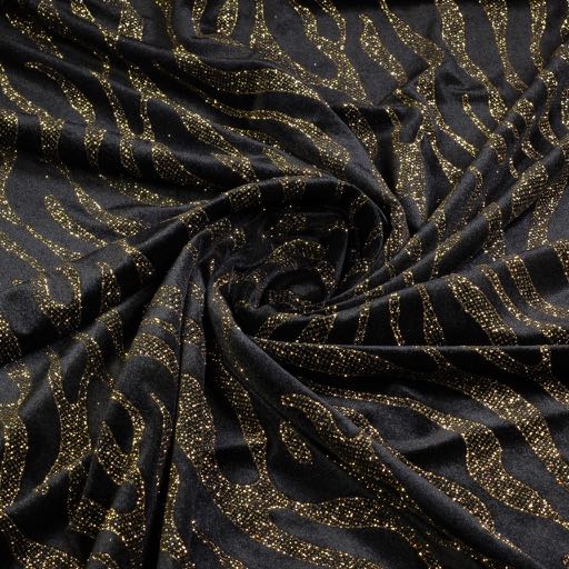 Velvet stretch à rayures paillettes dorées