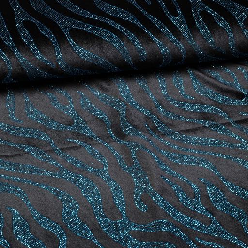 Velvet stretch scintillant rayé kobalt
