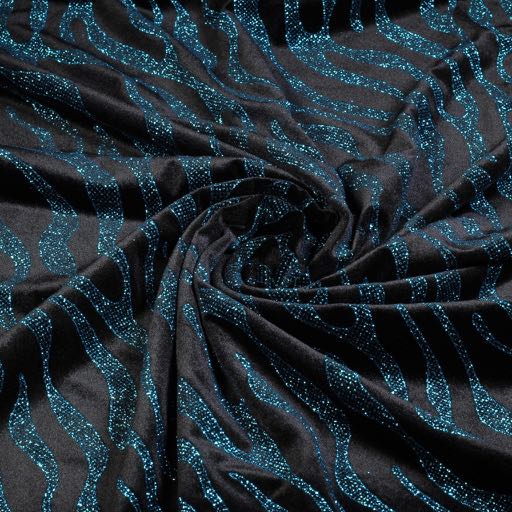 Velvet stretch scintillant rayé kobalt