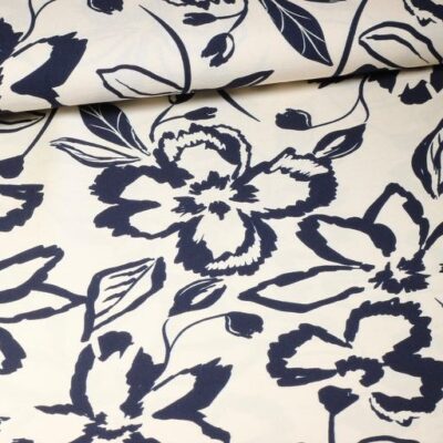 Crêpe viscose floral noir