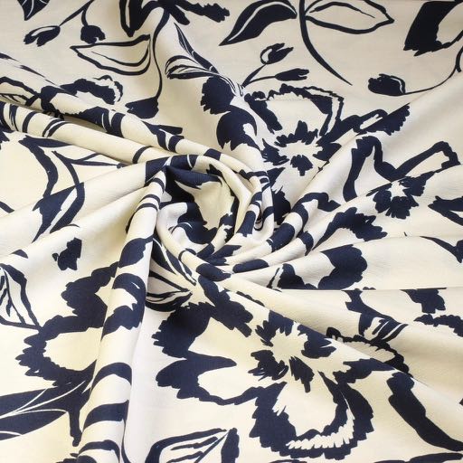 Crêpe viscose floral noir