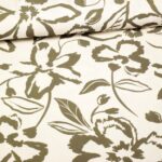 Crepe Viscose bloem groen/army