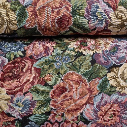 Tissu Gobelin Fleur noir