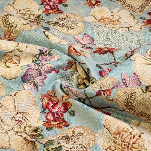 Tissu Gobelin Oiseaux / Cœurs