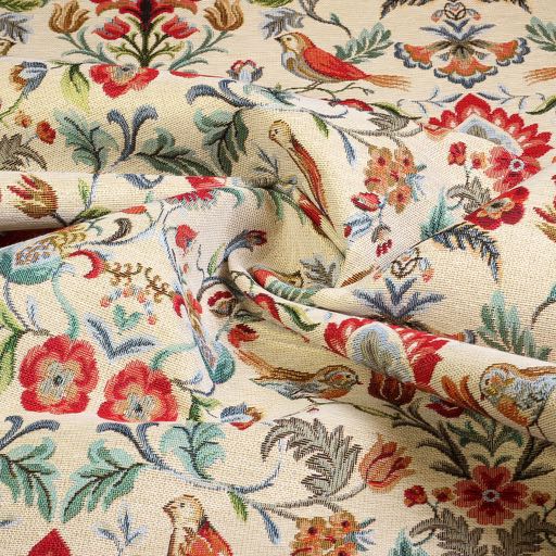 Tissu Gobelin Oiseaux / Fleurs